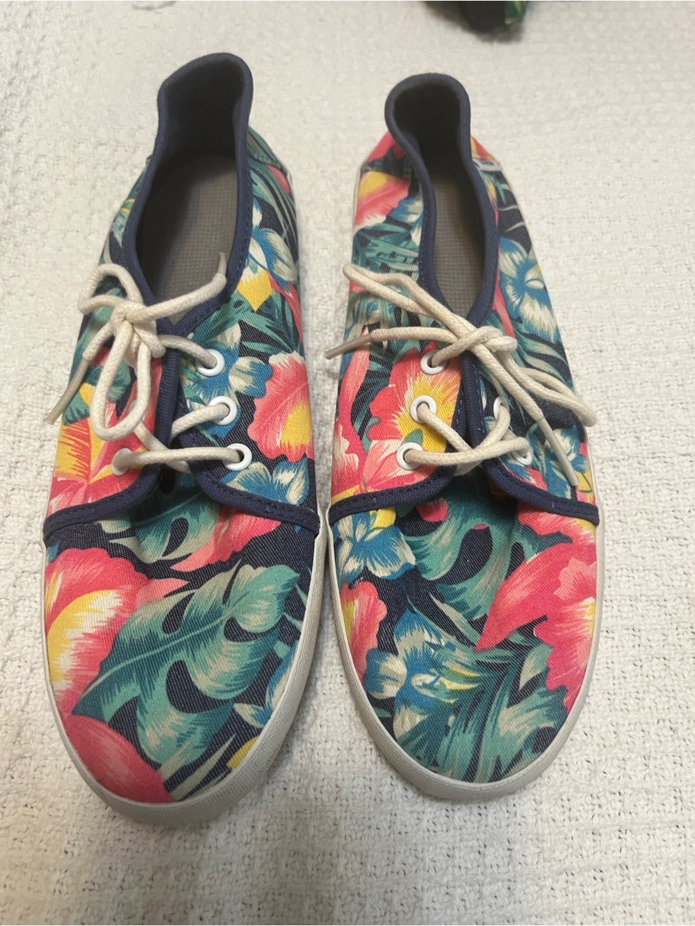 Vans Floral Canvas Sneakers in Navy, Pink, Yellow, Green